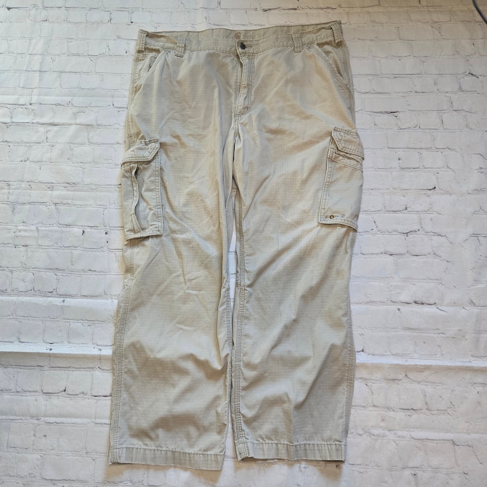 Carhartt Force Mens Tan Ripstop Relaxed Fit Cargo Work Pants 42x30 FastDry